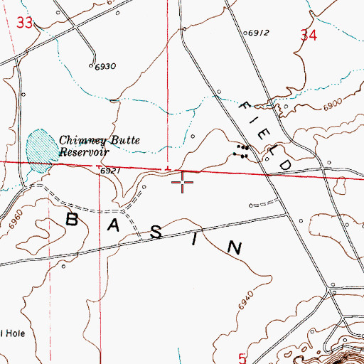 Topographic Map of Dry Basin, WY
