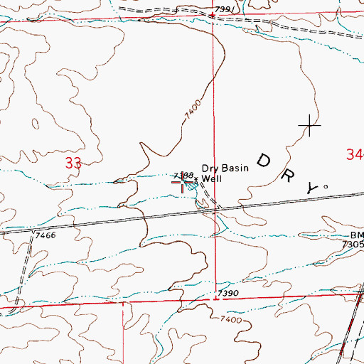 Topographic Map of Dry Basin Well, WY