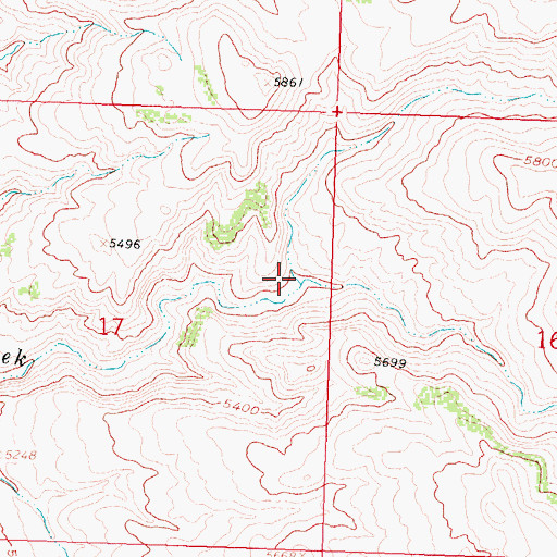 Topographic Map of Dry Bush Creek, WY
