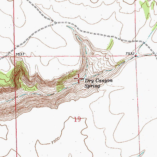 Topographic Map of Dry Canyon Spring, WY