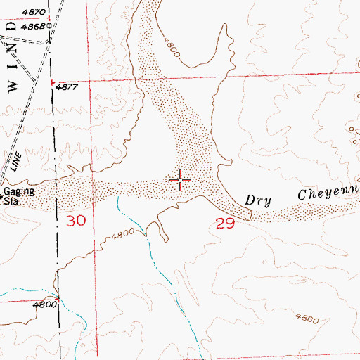 Topographic Map of Dry Cheyenne Creek, WY