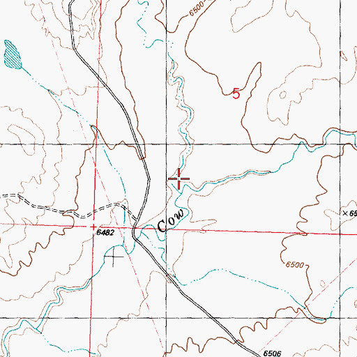 Topographic Map of Dry Cow Creek, WY