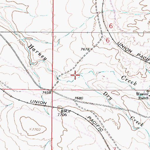 Topographic Map of Dry Creek, WY