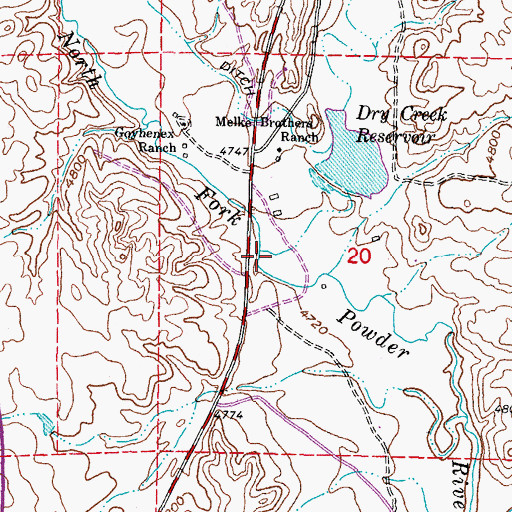 Topographic Map of Dry Creek, WY