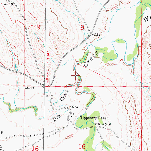 Topographic Map of Dry Creek, WY