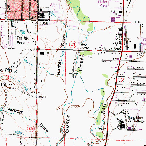 Topographic Map of Dry Creek, WY