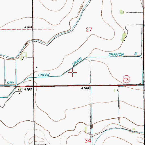 Topographic Map of Dry Creek Drain Branch B, WY