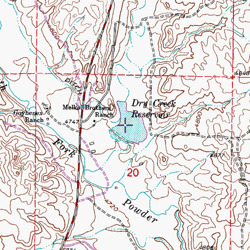 Topographic Map of Dry Creek Reservoir, WY