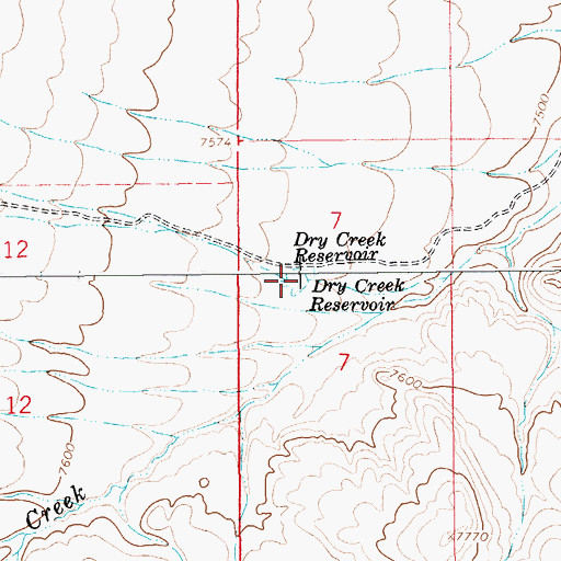 Topographic Map of Dry Creek Reservoir, WY