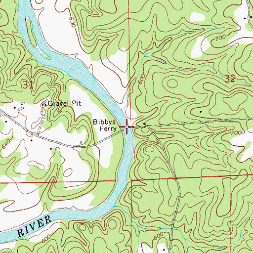 Topographic Map of Bibbys Ferry, AL