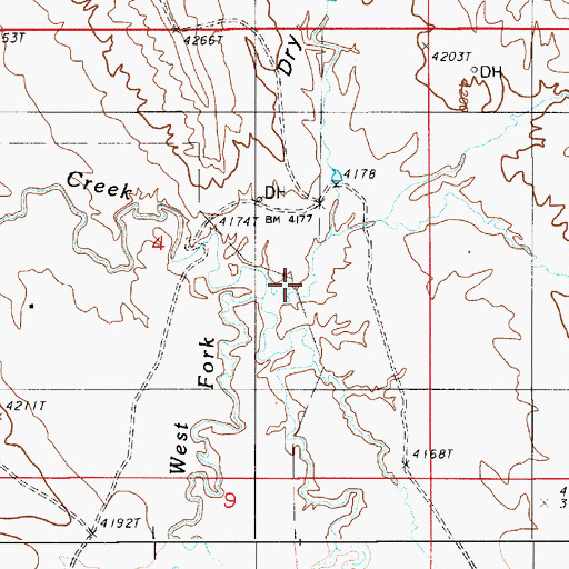 Topographic Map of Dry Draw, WY