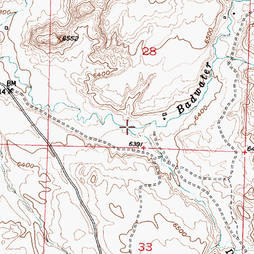 Topographic Map of Dry Fork Badwater Creek, WY