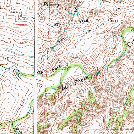 Topographic Map of Dry Fork La Prele Creek, WY