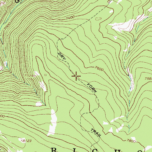 Topographic Map of Dry Fork Trail, WY