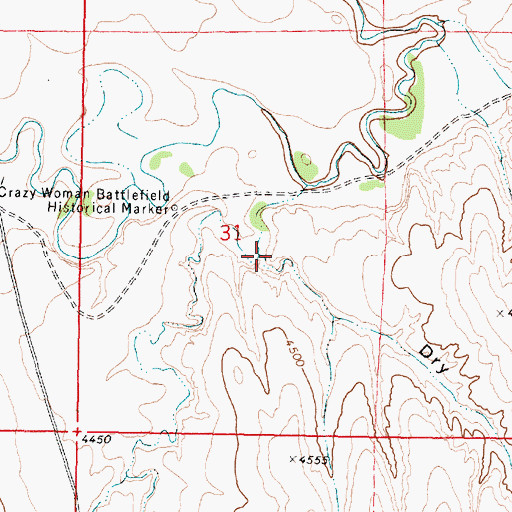 Topographic Map of Dry Gulch, WY