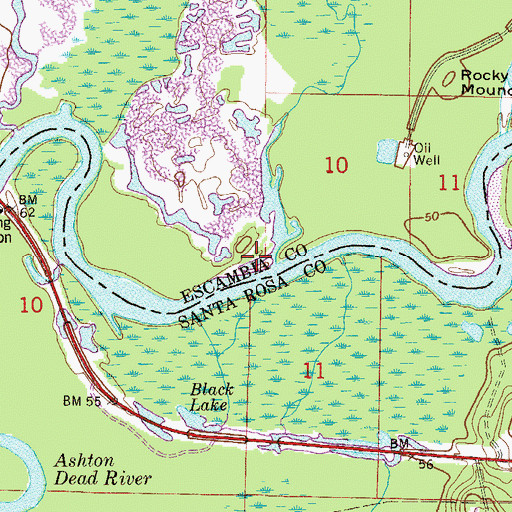 Topographic Map of Big Escambia Creek, FL