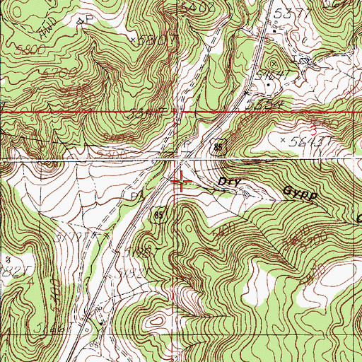 Topographic Map of Dry Gypp Canyon, WY