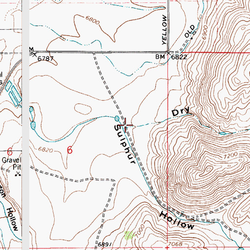 Topographic Map of Dry Hollow, WY