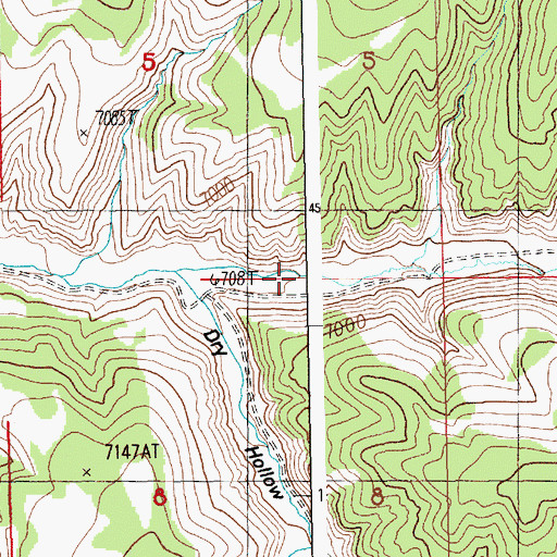 Topographic Map of Dry Hollow, WY