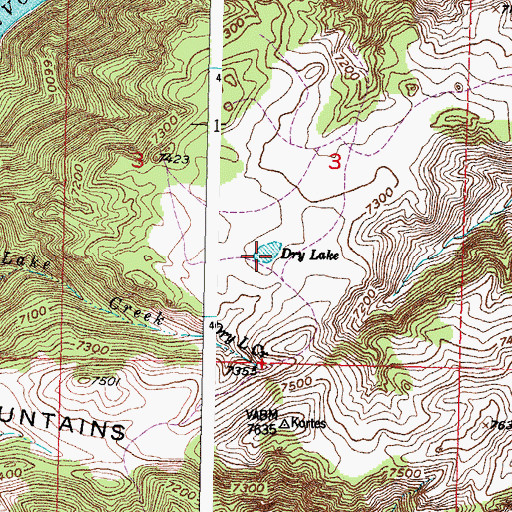 Topographic Map of Dry Lake, WY