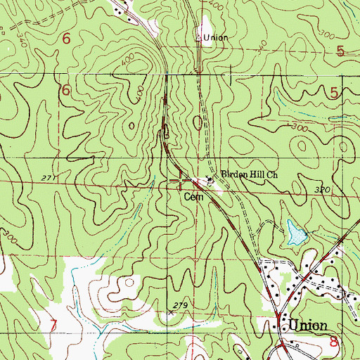 Topographic Map of Birdon Hill Church, AL