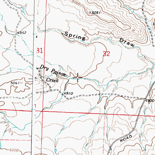 Topographic Map of Dry Poison Creek, WY