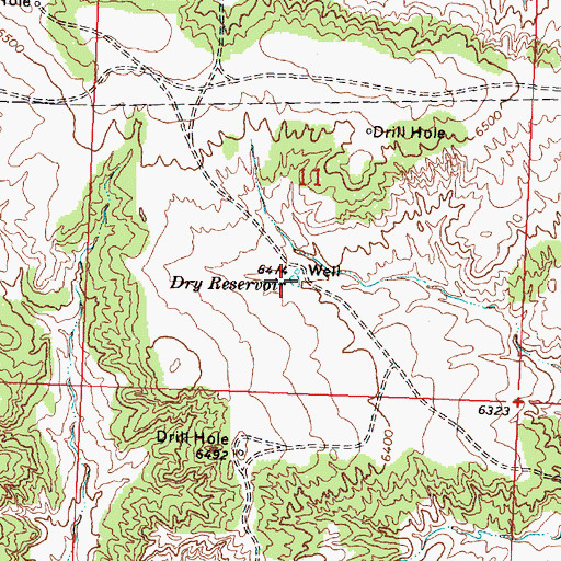 Topographic Map of Dry Reservoir, WY