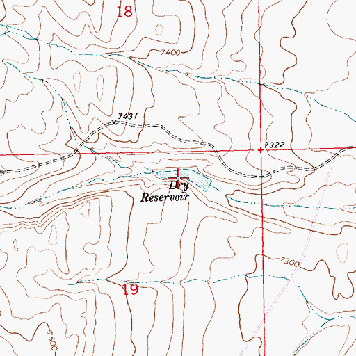 Topographic Map of Dry Reservoir, WY