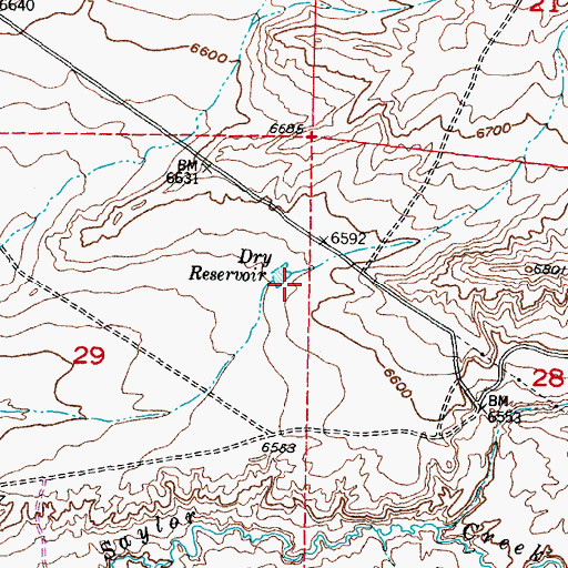 Topographic Map of Dry Reservoir, WY