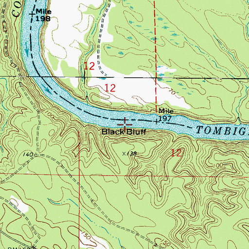 Topographic Map of Black Bluff, AL