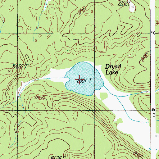Topographic Map of Dryad Lake, WY