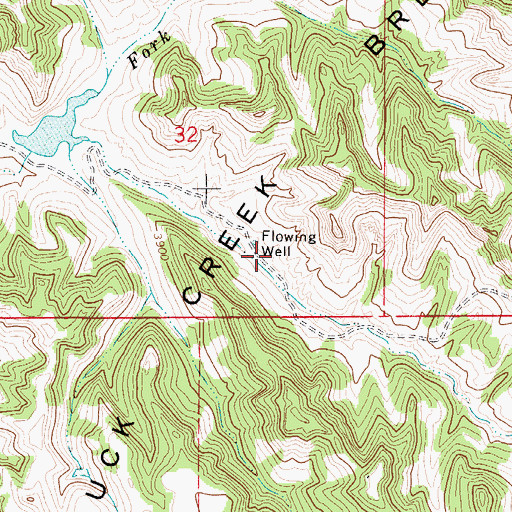 Topographic Map of Duck Creek Breaks, WY