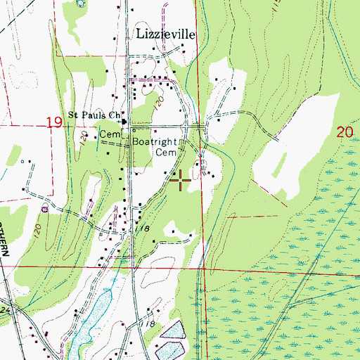 Topographic Map of Boatright Cemetery, AL