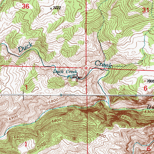 Topographic Map of Duck Creek Falls, WY