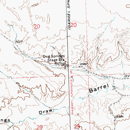 Topographic Map of Dug Springs Stage Station Ruins, WY