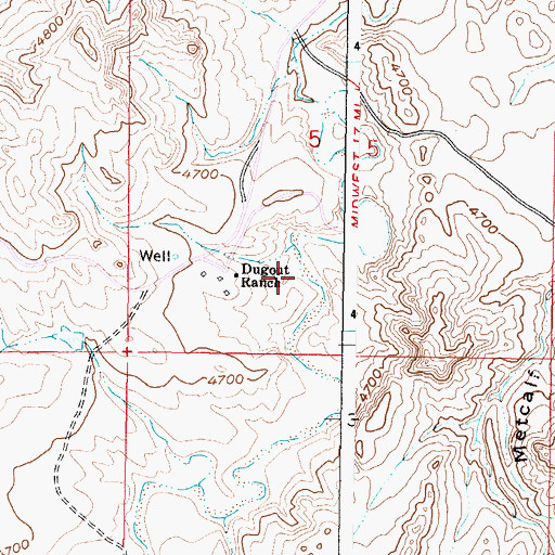 Topographic Map of Dugout Ranch, WY