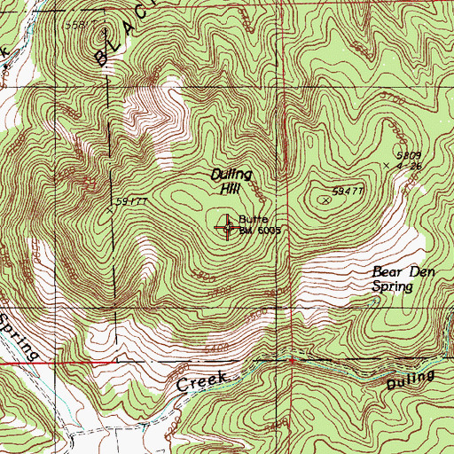 Topographic Map of Duling Hill, WY
