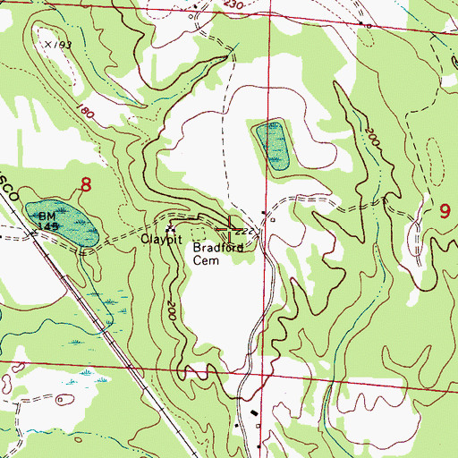 Topographic Map of Bradford Cemetery, AL