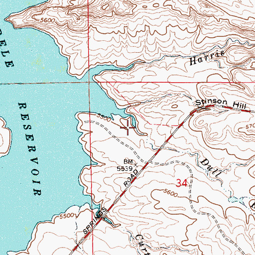 Topographic Map of Dull Knife Creek, WY