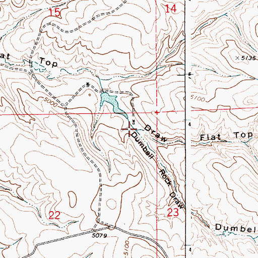 Topographic Map of Dumbell Rock Draw, WY