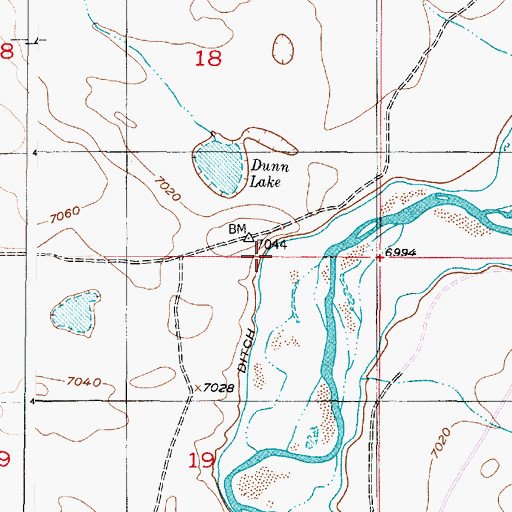 Topographic Map of Dunn Ditch, WY