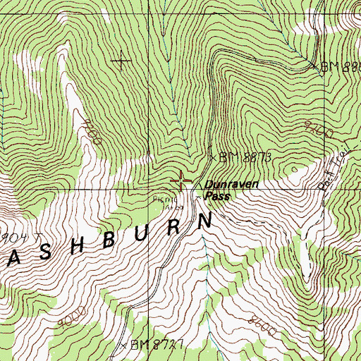 Topographic Map of Dunraven Pass, WY
