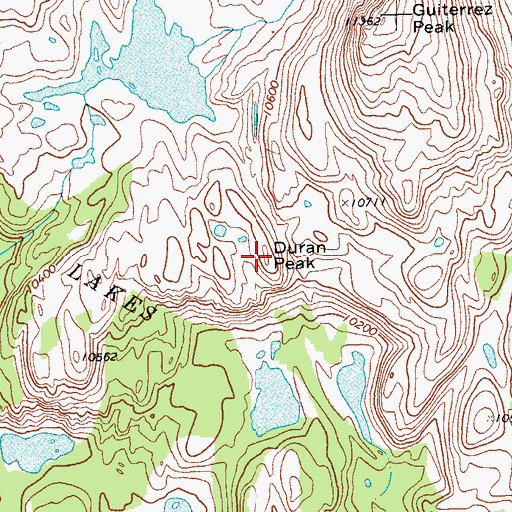 Topographic Map of Duran Peak, WY