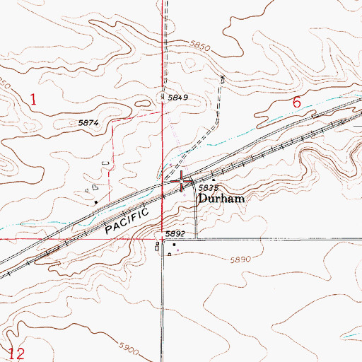 Topographic Map of Durham, WY