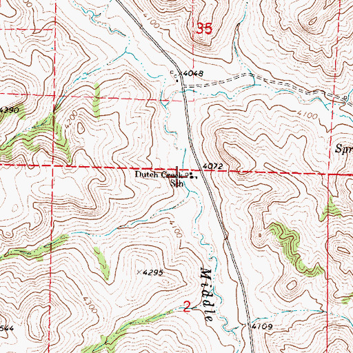Topographic Map of Dutch Creek School, WY