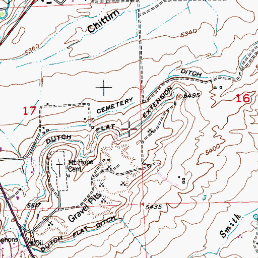 Topographic Map of Dutch Flat Extension, WY
