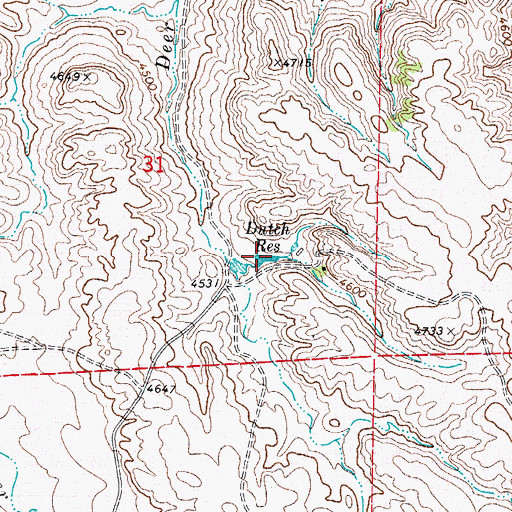 Topographic Map of Dutch Reservoir, WY