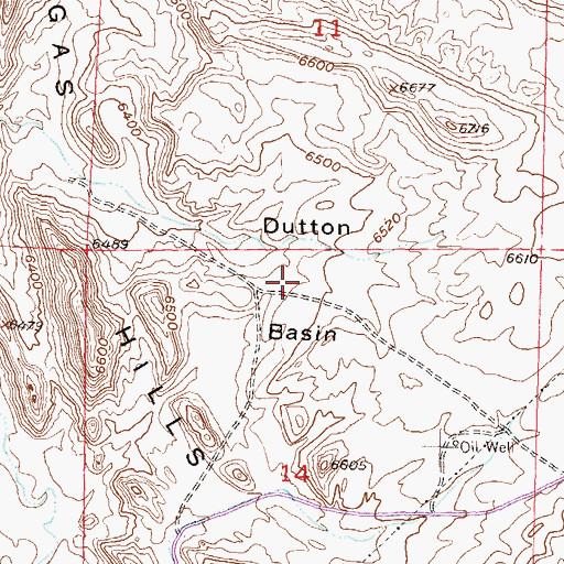 Topographic Map of Dutton Basin, WY