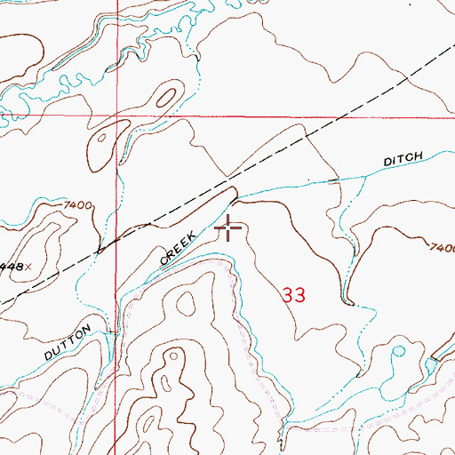 Topographic Map of Dutton Creek Ditch, WY