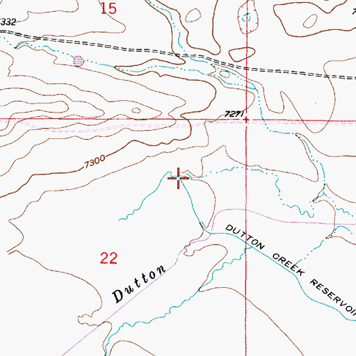 Topographic Map of Dutton Creek Reservoir Supply Ditch, WY